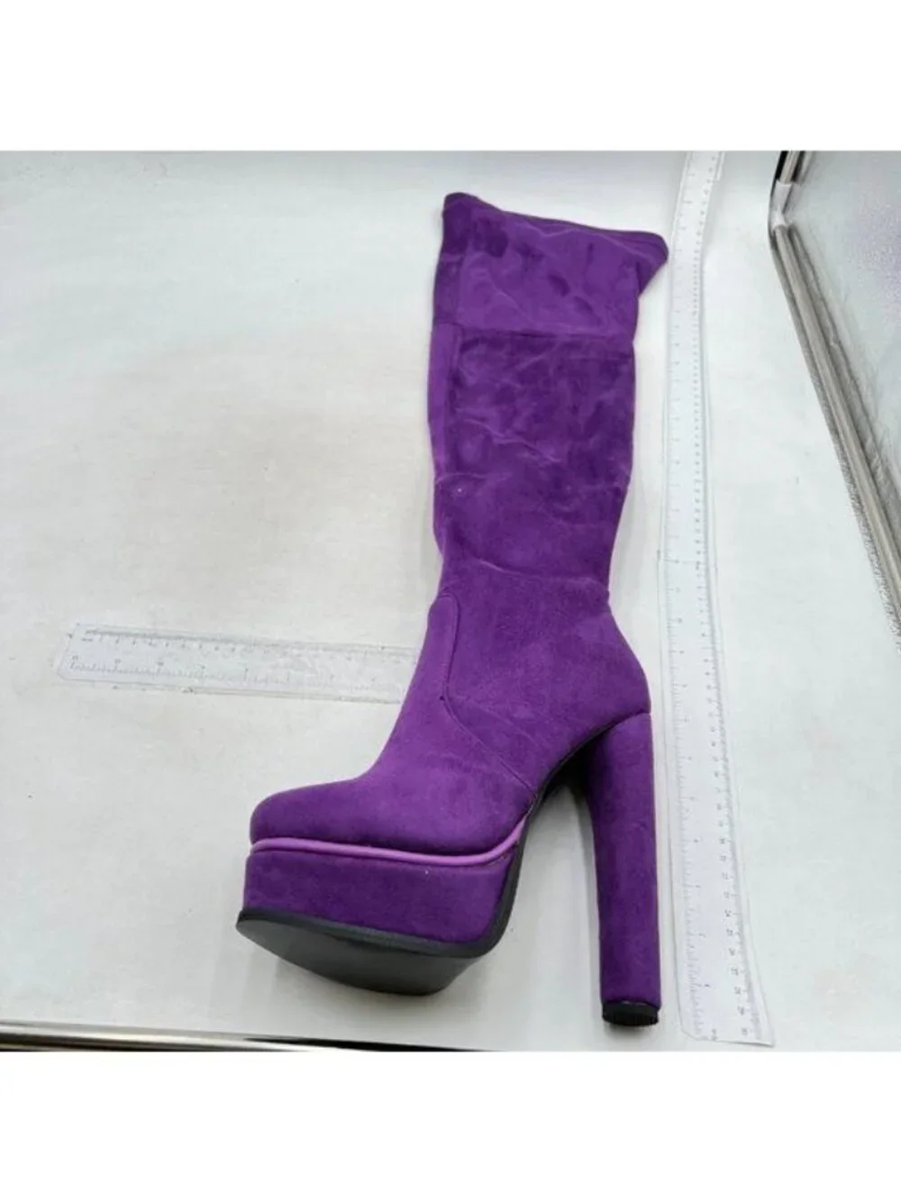 FSJ Sexy Thigh High Long Boots Over The Knee Platform Thick High Heel Purple